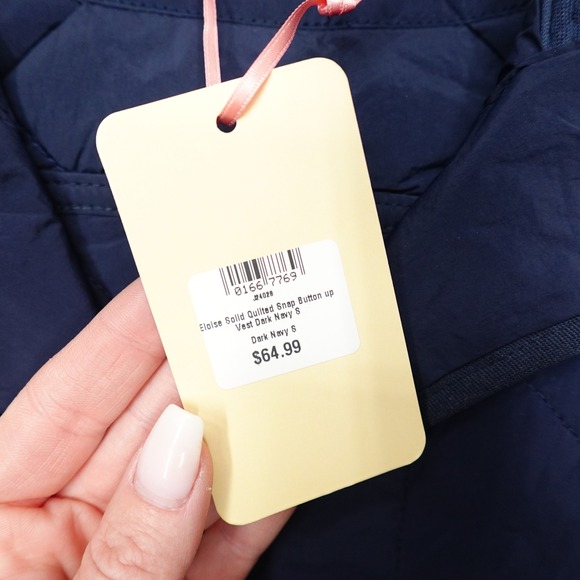 Entro Quilted Vest Eloise Scalloped Hem Women Size S Dark Navy New - Picture 4 of 11